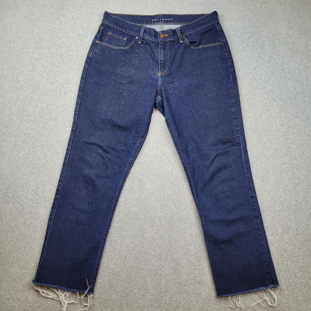 Mott & Bow Boyfriend Jeans Women 30x32‎ Dark Blue Raw Hem Ludlow Resin
